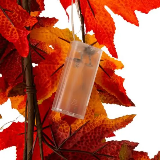 Glitzhome&reg; 6ft. Fall Lighted Maple Leaves Garland with Timer {7}