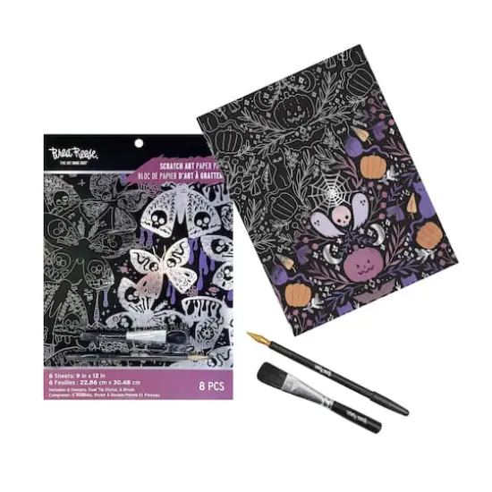 Brea Reese&trade; 9" x 12" Halloween Patterns Scratch Art Paper Pad {4}