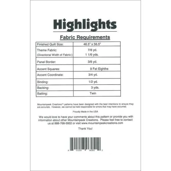 Mountainpeek Creations Highlights Pattern {3}