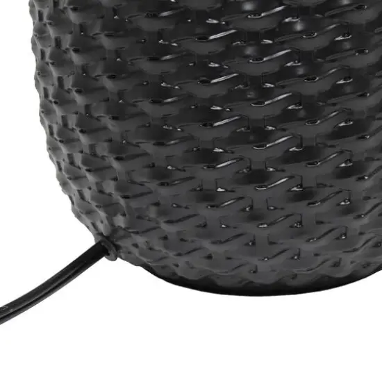 Simple Designs 20" Ceramic Purled Texture Table Lamp Black {9}