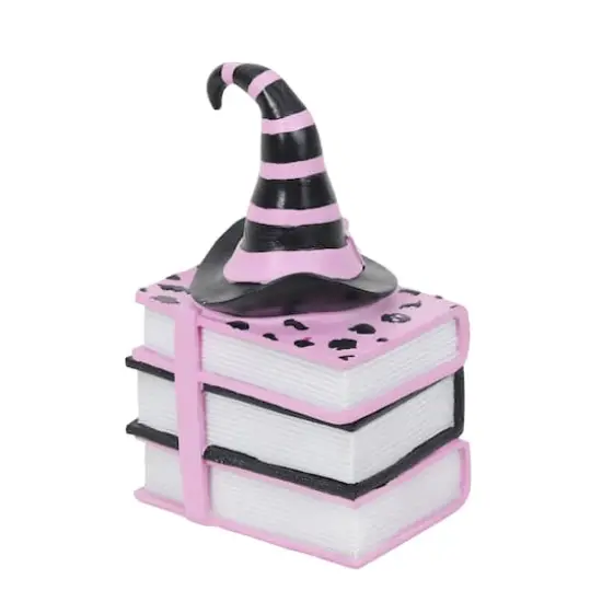 7.25" Pink & Black Witch Hat Bookstack Tabletop D&eacute;cor by Ashland&reg; {3}