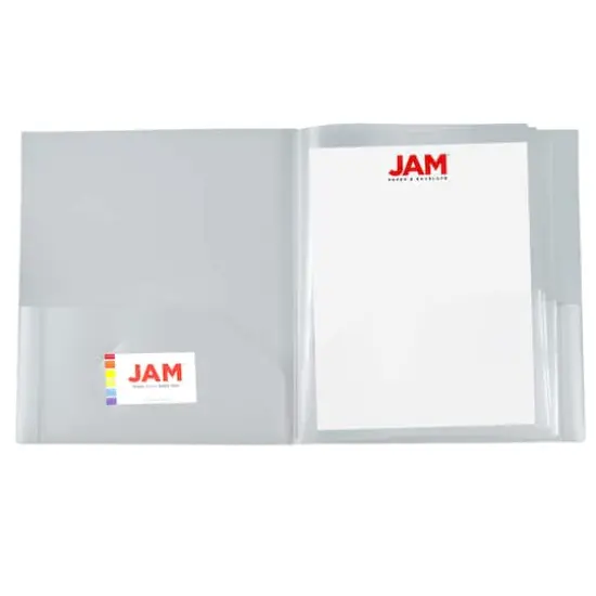 JAM Paper Clear Heavy Duty Plastic 10-Pocket Folder, 3ct. {5}