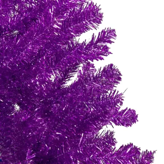 4.5ft. Unlit Metallic Purple Tinsel Artificial Christmas Tree {5}