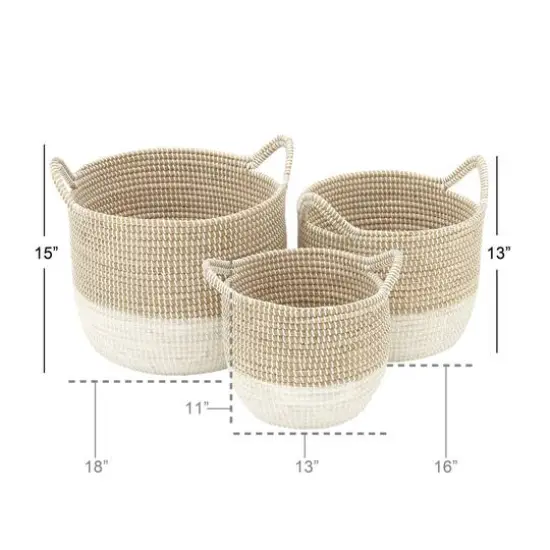 CosmoLiving by Cosmopolitan Brown Sea Grass Contemporary Storage Basket Set {10}