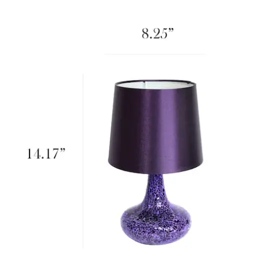 Simple Designs 14" Mosaic Glass Genie Table Lamp with Fabric Shade Purple {4}