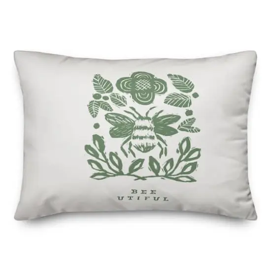 Bumblebee And Leaves Yellow 14" x 20" Throw Pillow {3}