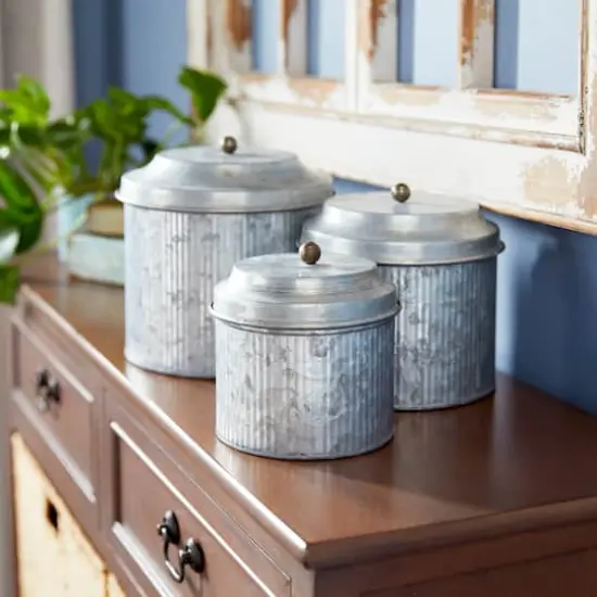 Silver Metal Decorative Farmhouse Jar Set {3}