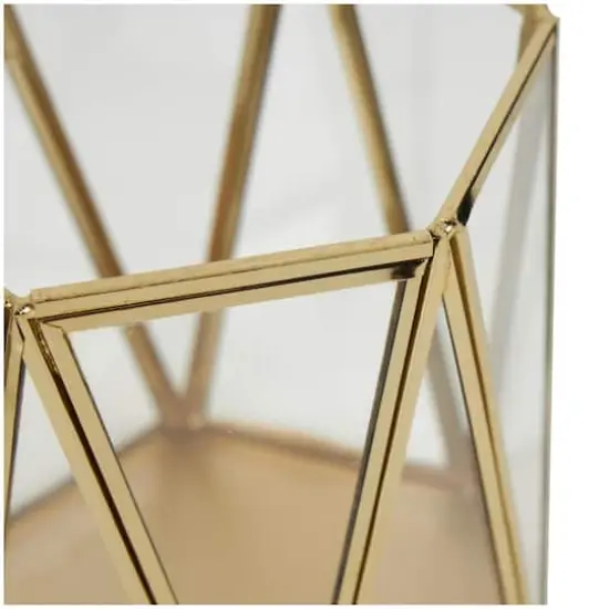 CosmoLiving by Cosmopolitan Gold Geometric Hexagon Candle Lantern Set {7}