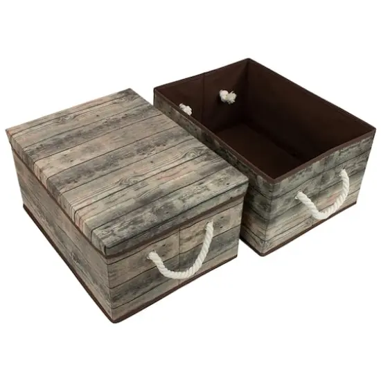 Sorbus 16.5" Rustic Wood Pattern Storage Box, 2ct. Brown Wood {4}