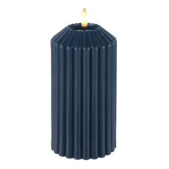 6" Ribbed Wax LED Pillar Candle by Ashland&reg; Blue {3}