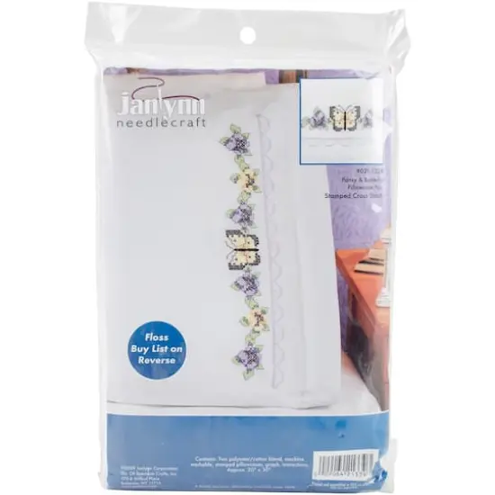 Janlynn&reg; Pansies & Butterflies Stamped Cross Stitch Pillowcase Set {1}