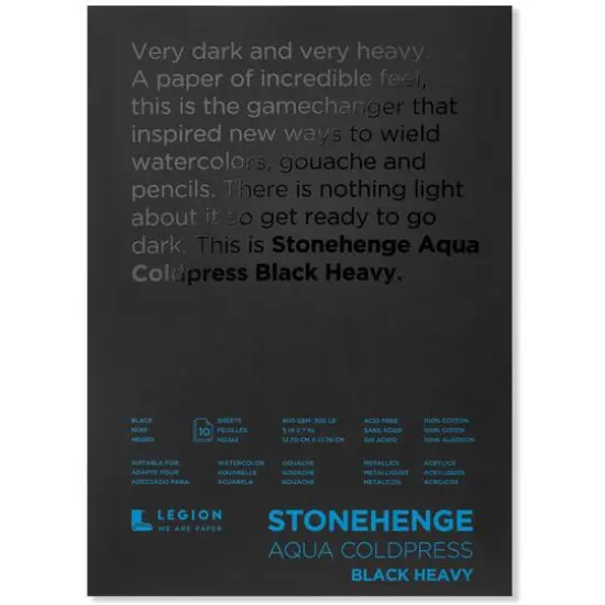 Legion Stonehenge Aqua Coldpress Black Heavy Watercolor Block, 5" x 7" {1}