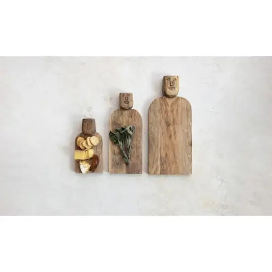 Hello Honey&reg; Hand-Carved Mango Wood Cutting Board with Face Handle {4}