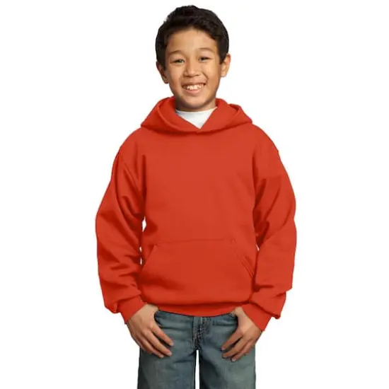 Port & Company&reg; Colors Youth Core Fleece Pullover Hooded Sweatshirt Orange {3}
