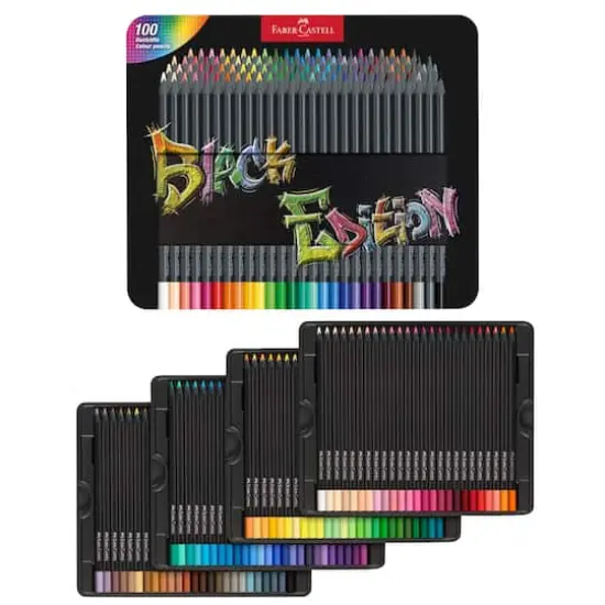 Faber-Castell&reg; 100 Color Black Edition Colored Pencil Tin Set {1}