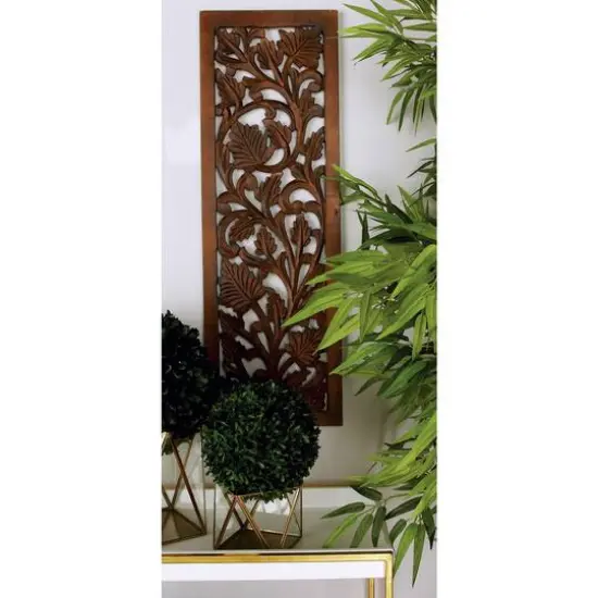 Brown Traditional Floral Mango Wood Wall D&eacute;cor {8}