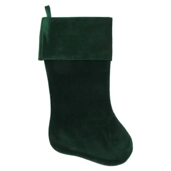 19" Traditional Velvet Christmas Stocking, Green {7}