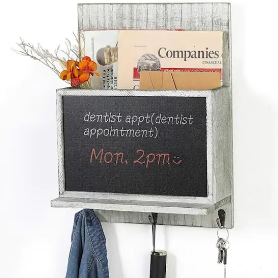 NEX™ 16" Olive Green Wall-Mounted Key & Mail Holder with Chalkboard {8}