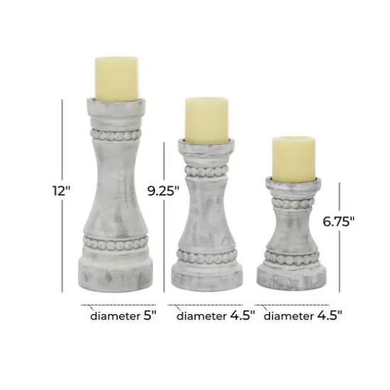 Gray Wood Farmhouse Candle Holder Set {7}