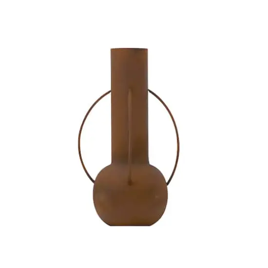 14" Rust Contemporary Metal Vase {1}