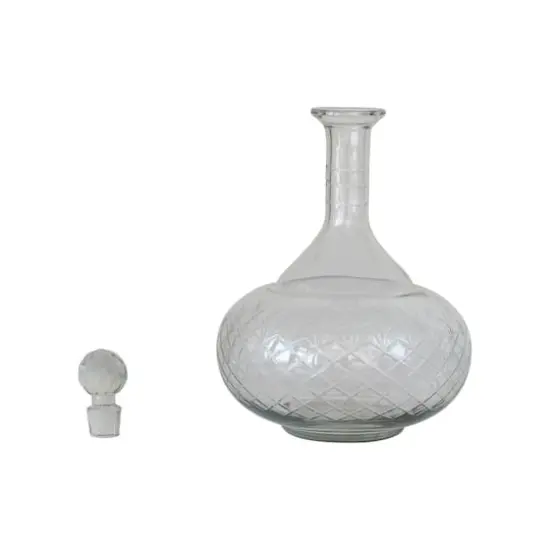 Hello Honey&reg; 12oz. Clear Round Reclaimed Etched Glass Decanter with Tall Neck {5}