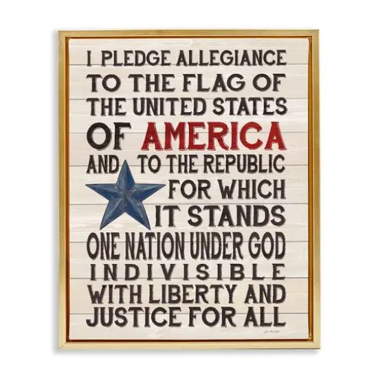 Stupell Industries Pledge of Allegiance Patriotic Floater Framed Art Gold {1}