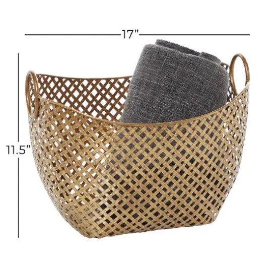 Gold Metal Contemporary Storage Basket {4}
