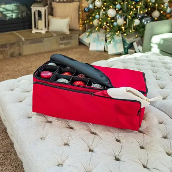 Santa's Bag 72ct. 3" Christmas Ornament Storage Box with Side Pockets {7}