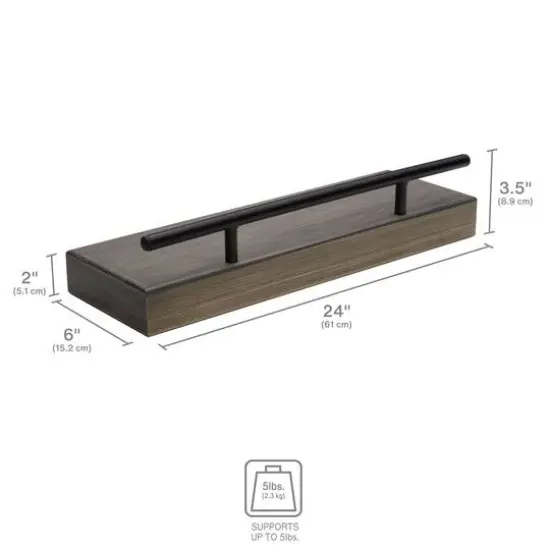Melannco MDF & Metal Railing 24" Shelf Gray {6}