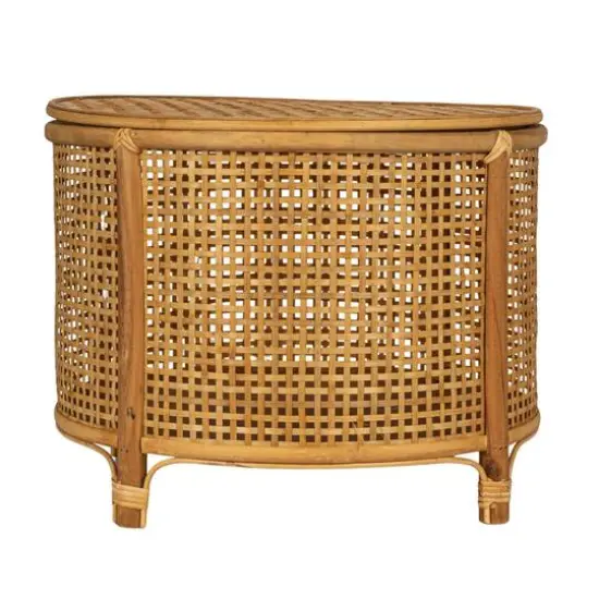 Hello Honey&reg; Round Bamboo & Rattan Accent Table Natural {10}