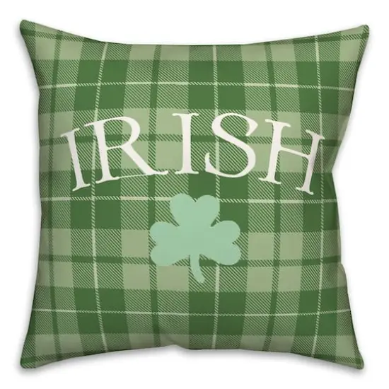Irish Clover Green Plaid 3 18" x 18" Throw Pillow {1}
