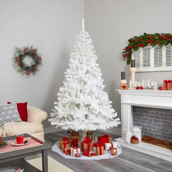 7ft. Pre-Lit White Artificial Christmas Tree, Clear LED Lights {4}
