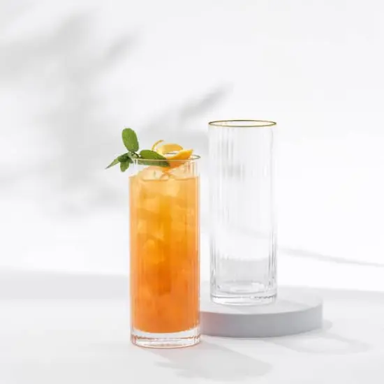 JoyJolt® Christian Siriano 16oz. Optic Gold Rim Highball Glasses, 4ct. {3}