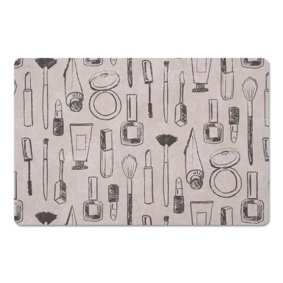 Makeup Icons Floor Mat Cream {1}