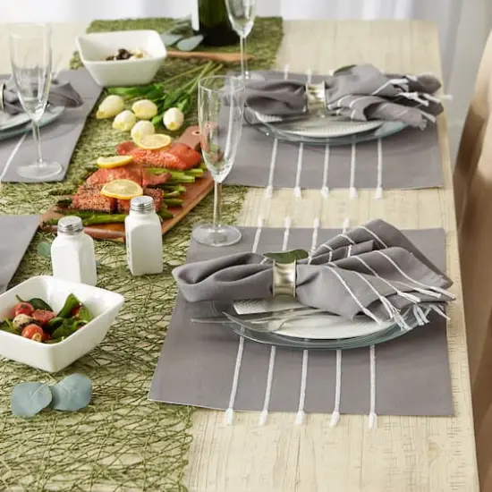 DII&reg; Stripe Tassel Placemats, 4ct. Gray/White {5}