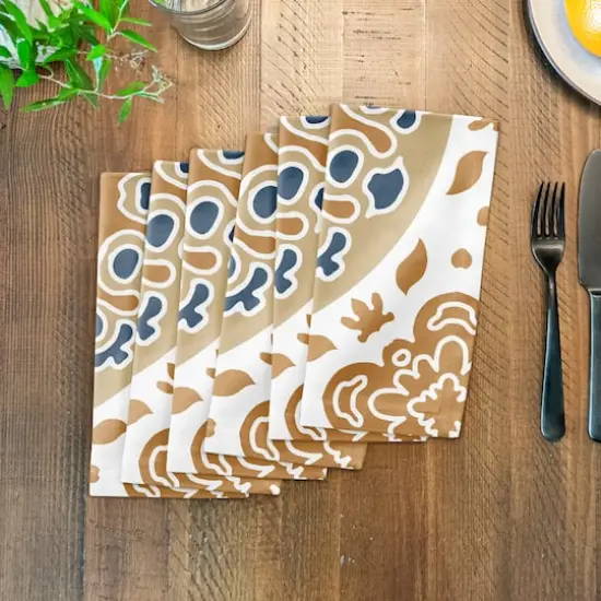 Blue and Yellow Mandala 10" x 10" Cotton Twill Napkin {4}