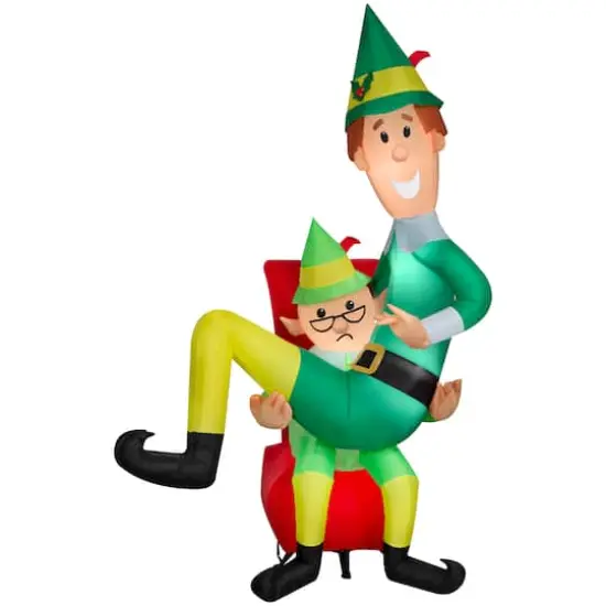 7ft. Airblown® Inflatable Christmas Buddy the Elf on Papa Elf's Lap {1}