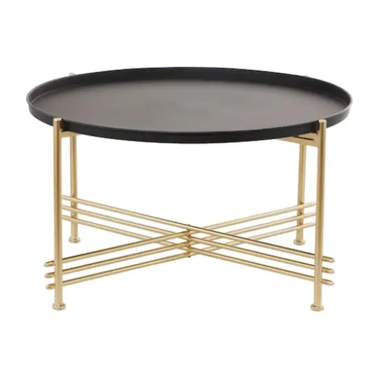 33" Gold & Black Metal Modern Coffee Table {1}