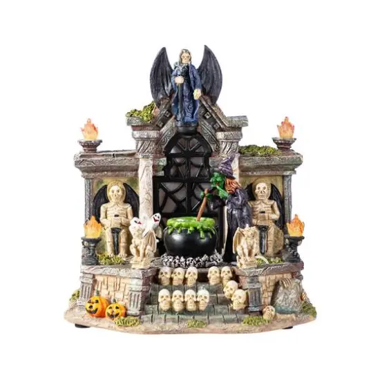 Glitzhome&reg; 9.75"H Lighted Resin Halloween Haunted House Village {8}