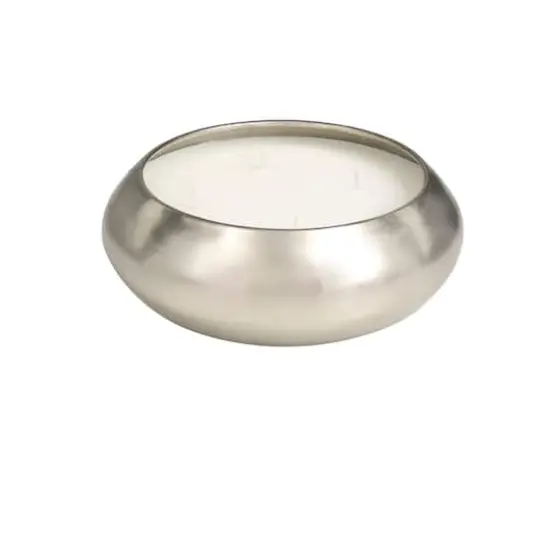 Sweet Bamboo Scented 4-Wick Candle in Wide Silver Bowl {1}