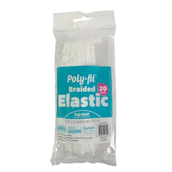 Poly-Fil&reg; 6mm White Spandex Braided Elastic {1}