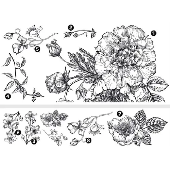 RoomMates Black & White Peony Peel & Stick Giant Wall Decals, 10ct. {4}