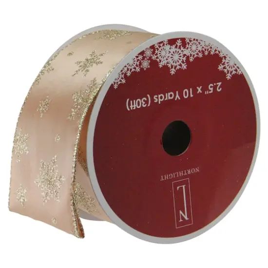 2.5" x 10yd. Wired Sparkling Snowflakes Christmas Ribbon {1}