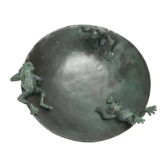 Hello Honey&reg; Resin Bird Bath With Frogs & Verdigris Finish {3}