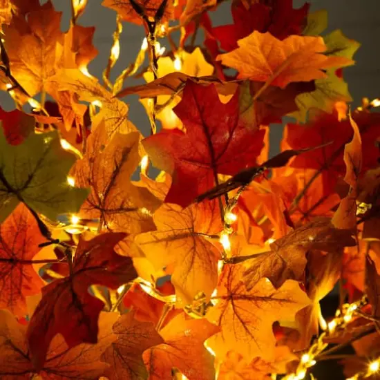 4ft. Pre-Lit Shades of Autumn Maple Artificial Fall Tree with 180 Warm White LED Lights {5}