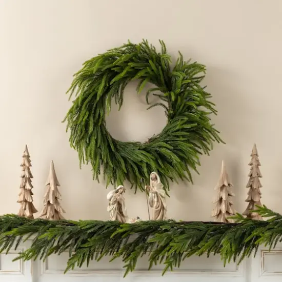 Glitzhome&reg; 28"D Christmas Greenery PE Wreath {4}