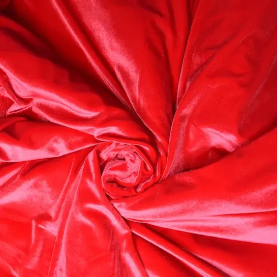 Feldman Solid Stretch Velvet Fabric Red {4}