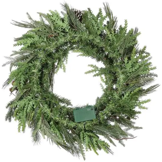 Alpine Collection 30" Warm White LED Decorated Wreath {5}