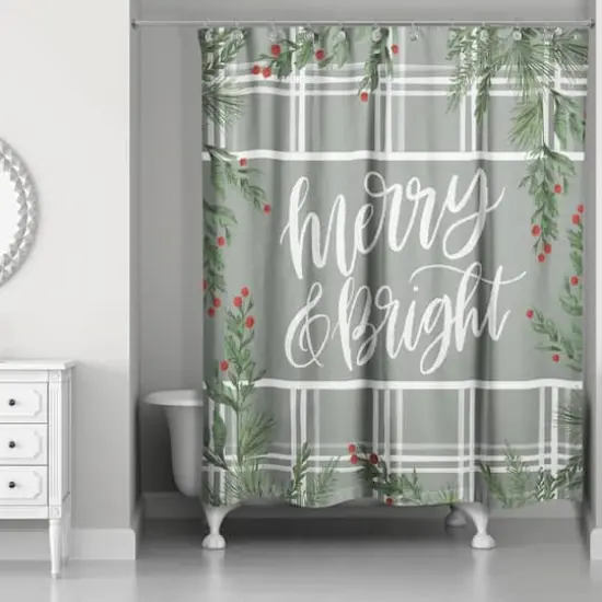 Merry & Bright Greenery Shower Curtain {3}