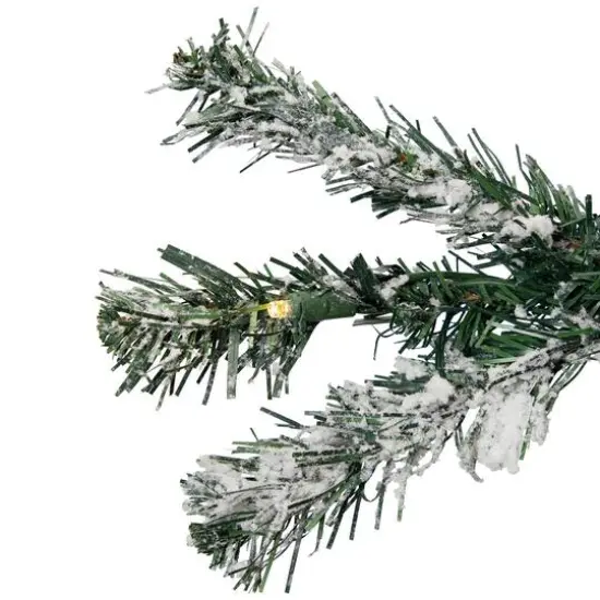 9ft. Pre-Lit Flocked Pine Artificial Christmas Tree, Warm White LED Lights {7}